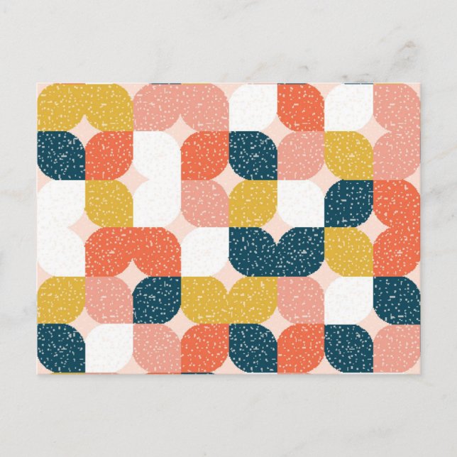 Bauhaus Retro Geometric Pattern Holiday Postcard (Front)