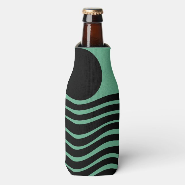 Bauhaus Seafoam Green Abstract Bottle Cooler (Bottle Front)