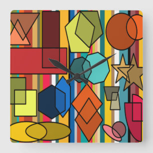 Bauhaus Shapes and Lines Square Wall Clock