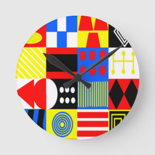 Bauhaus Shapes Round Clock