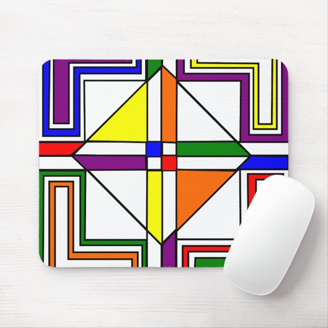 Bauhaus Stained Glass Mouse Pad (With Mouse)