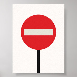 Bauhaus Stop Sign Poster – Bold Geometric Wall Art