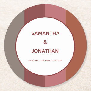 Bauhaus Striped Custom Wedding Round Paper Coaster