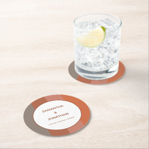 Bauhaus Striped Custom Wedding Round Paper Coaster
