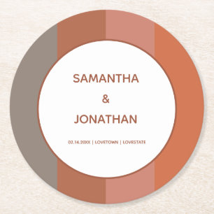 Bauhaus Striped Custom Wedding Round Paper Coaster