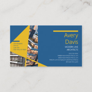 Bauhaus Style Architect, Blue & Yellow Geometric Business Card