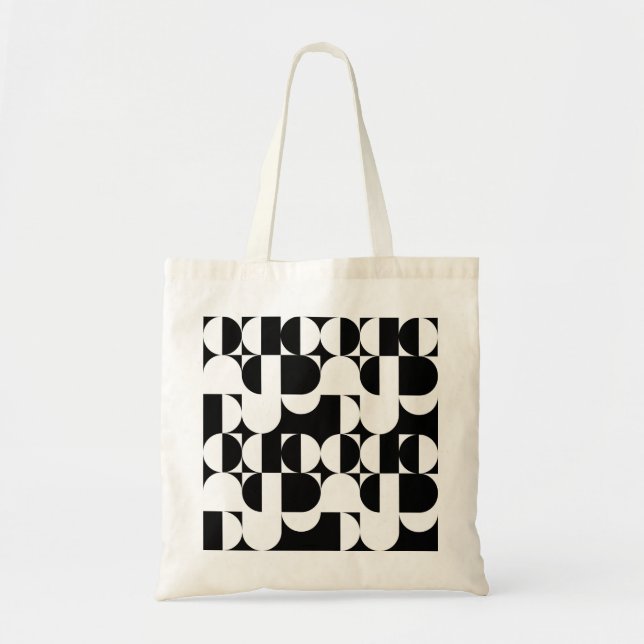Bauhaus Style Black And White Geometric Retro  Tote Bag (Front)