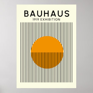 Bauhaus Sun Lines Poster Mid-Century Print