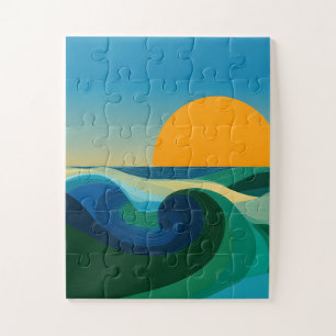 Bauhaus Sunset Desert Landscape Abstract Puzzle