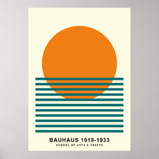Bauhaus Sunset Stripes Poster Retro Wall Art