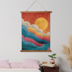 Bauhaus Sunset Wood Topped Wall Tapestry