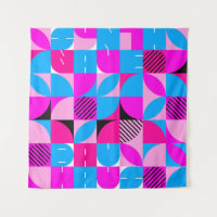 Bauhaus Synthwave #3 poster (pink-blue)