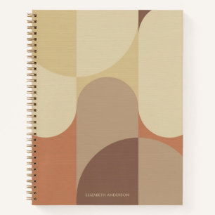 Bauhaus Terracotta Beige Abstract Personalized Notebook