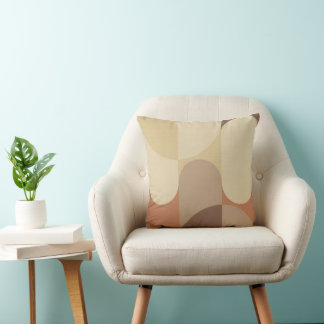 Bauhaus Terracotta Beige Abstract Throw Pillow