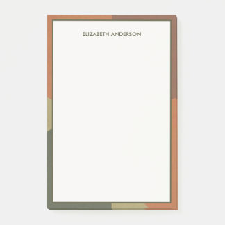 Bauhaus Terracotta Green Abstract Personalized Post-it Notes