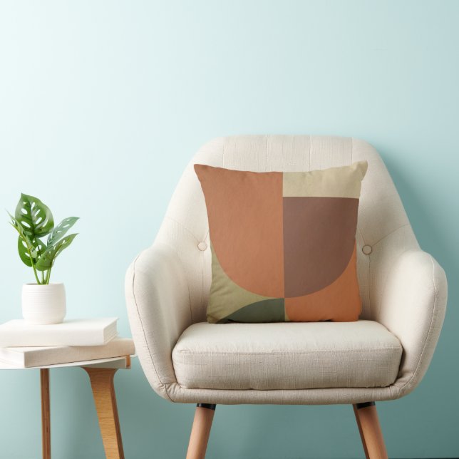 Bauhaus Terracotta Green Abstract |  Throw Pillow (Chair)