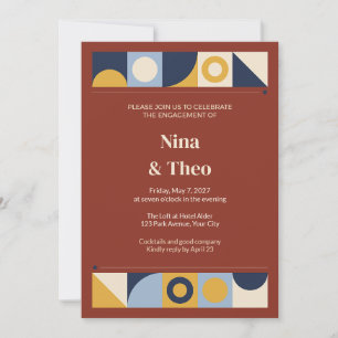 Bauhaus Tile Engagement Party Invitation