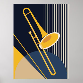 Bauhaus Trombone | Mid-Century Modern Jazz Poster