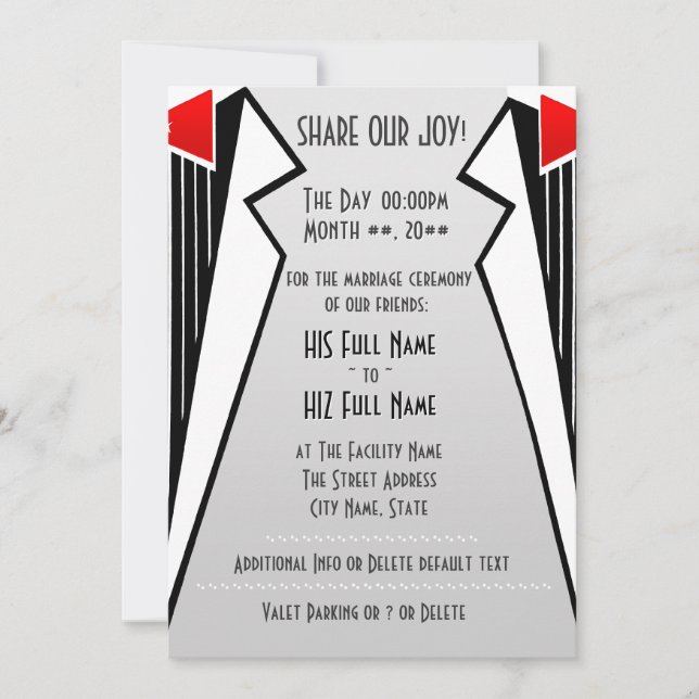 Bauhaus Tuxedo (Wedding Ceremony) Invitation (Front)