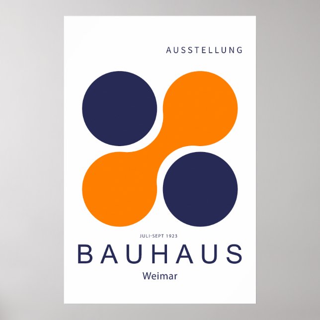 Bauhaus Weimar Orange Navy Circle Art Print (Front)