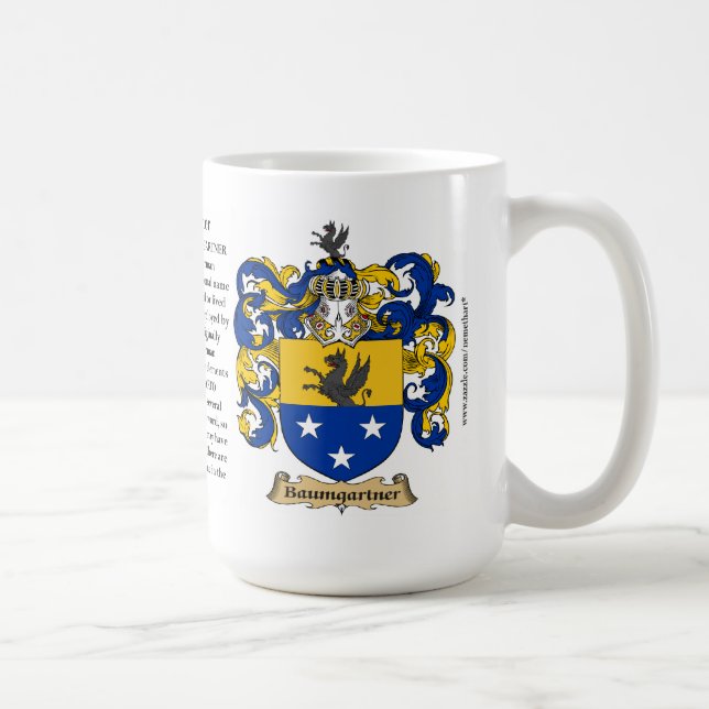 Baumgartner, the Origin, the Meaning and the Crest Coffee Mug (Right)