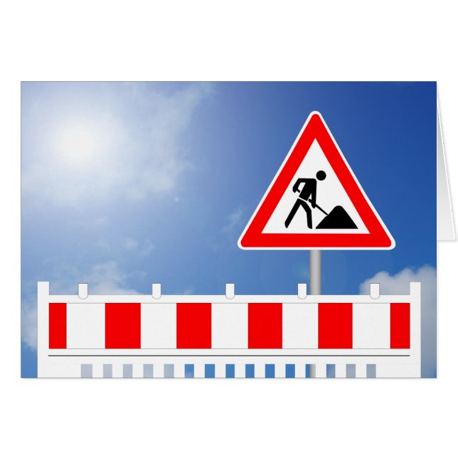 Baustelle, Baustellenabsperrung und Baustellenschi (Front Horizontal)