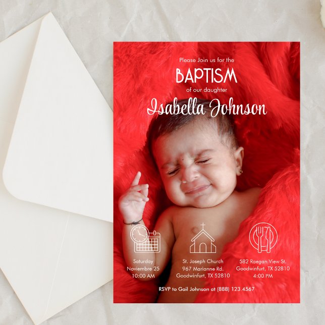 Bautizo Invitacion Cute Baby Girl Photo Baptism Invitation (Creator Uploaded)