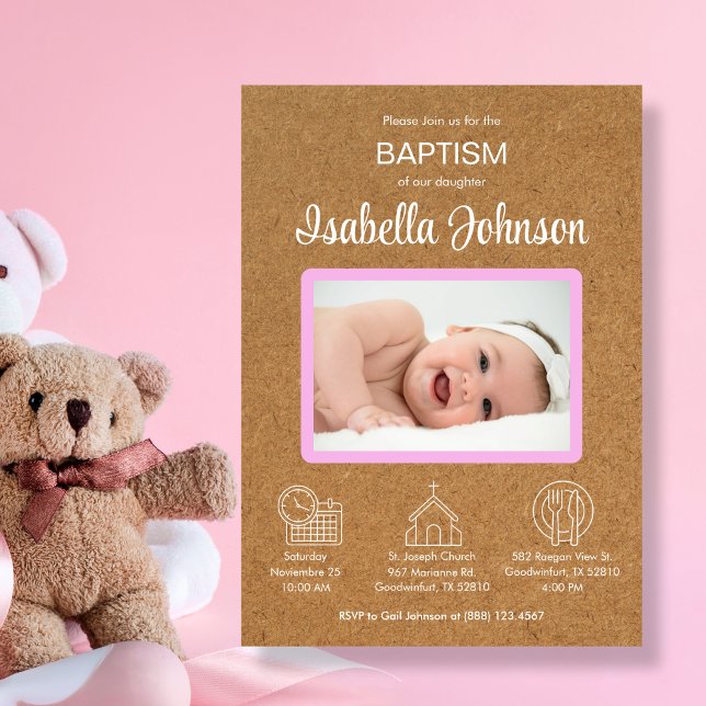 Bautizo Invitacion with Baby Girl’s Photo Baptism  Invitation (Creator Uploaded)