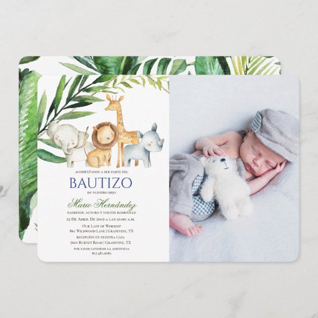 Bautizo Invitacione De bautizo Baptism Invitation (Front/Back)