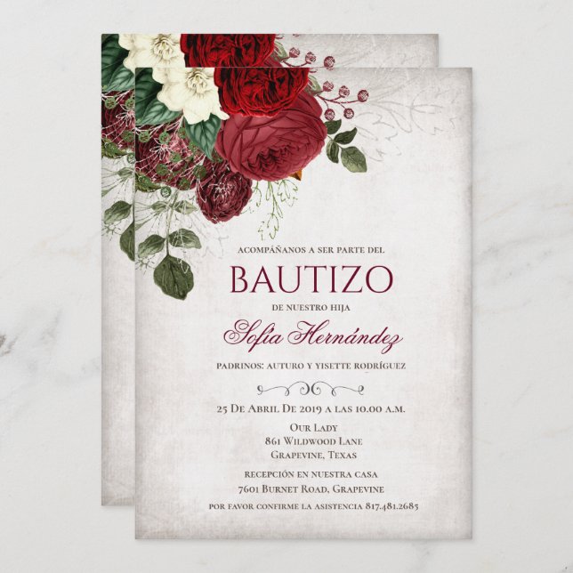 Bautizo Invitacione De bautizo Baptism Invitation (Front/Back)