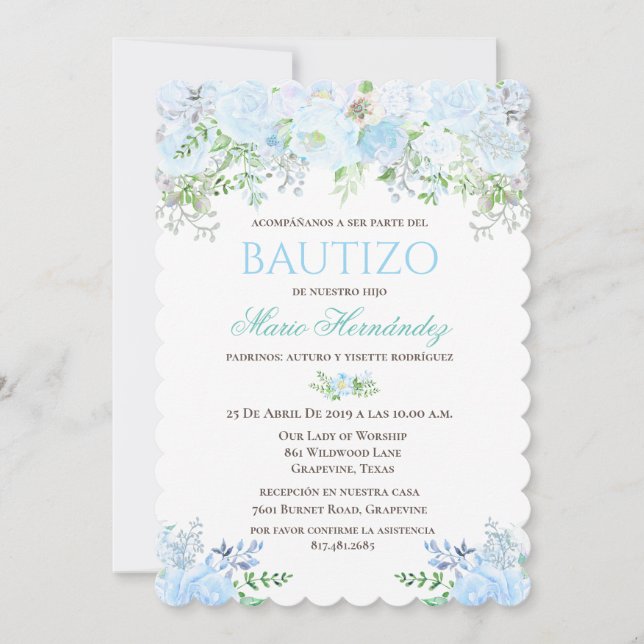 Bautizo Niño Invitacione De bautizo Niño Baptism Invitation (Front)