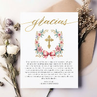 Bautizo Pink & Gold Spanish Thank You 