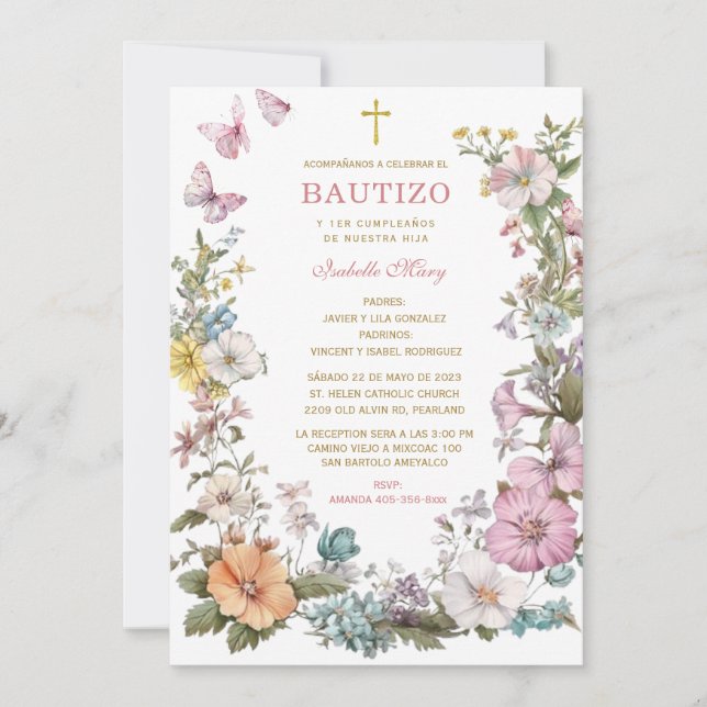 Bautizo Y Primer Añito de nuestro hija Invitation (Front)