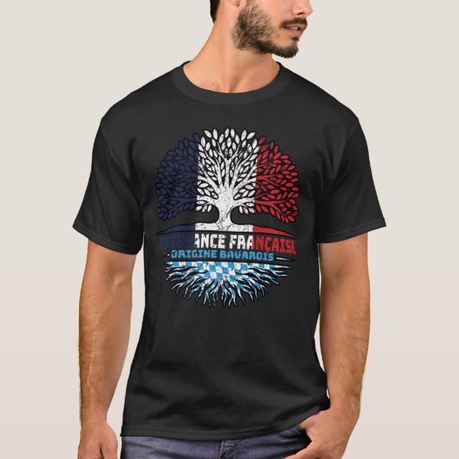 Bavaria Bavarian French France Tree Roots Flag T-Shirt (Front)