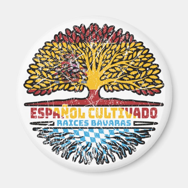 Bavaria Bavarian Spain Spanish Tree Roots Flag Magnet (Front)