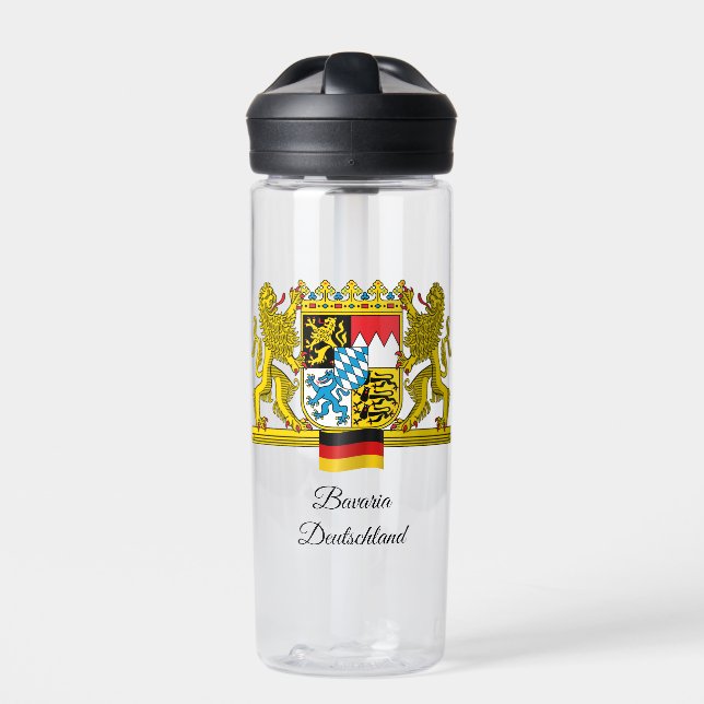 Bavaria Coat of Arms, Flag, Germany Water Bottle (Front)