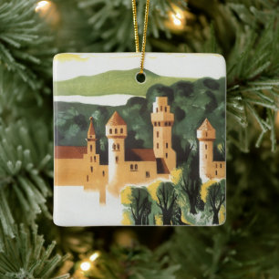 Bavaria, Germany, German Castle Vintage Travel Art Ceramic Tree Decoration