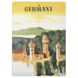 Bavaria, Germany, German Castle Vintage Travel Art Clipboard