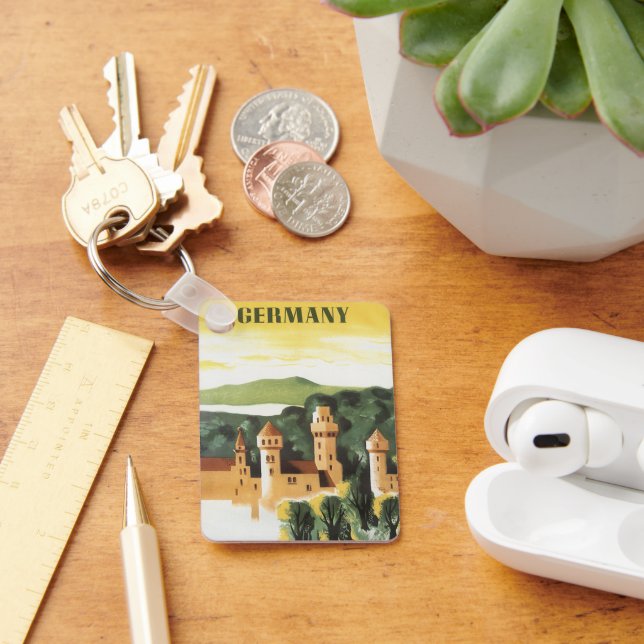 Bavaria, Germany, German Castle Vintage Travel Art Key Ring (Desk)