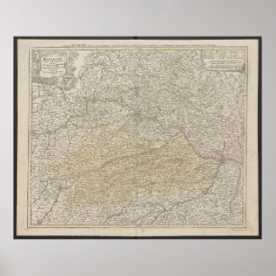 Bavaria Map, Germany Poster, Historical Map 1712 Poster