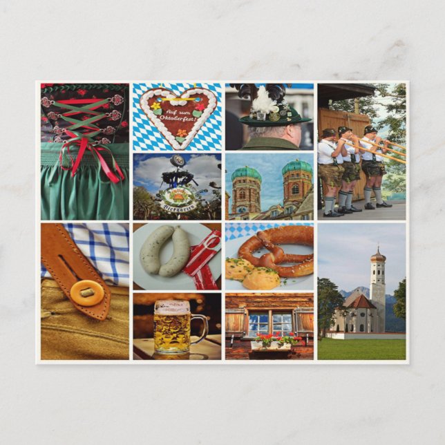 bavaria, oktoberfest, munich, bavarian collage postcard (Front)
