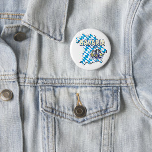 Bavaria with Vintage Map and Edelweiss Design 6 Cm Round Badge