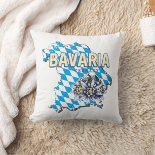 Bavaria with Vintage Map and Edelweiss Design Cushion