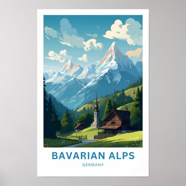 Bavarian Alps Germany Travel Print (Front)