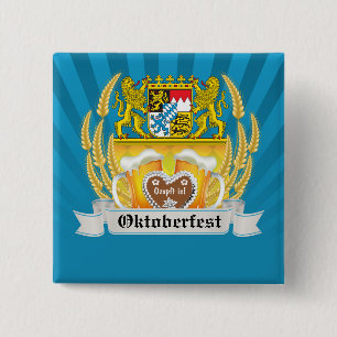Bavarian Arms and Beer Oktoberfest Button