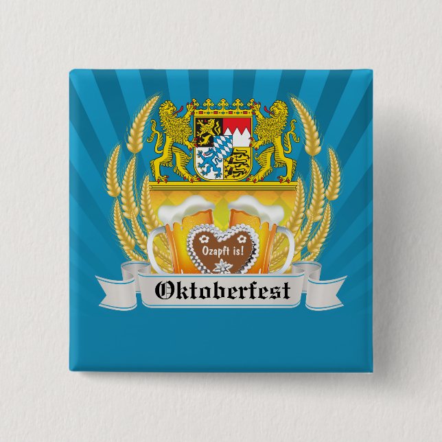Bavarian Arms and Beer Oktoberfest Button (Front)