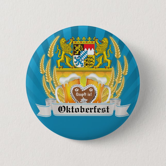 Bavarian Arms and Beer Oktoberfest Button (Front)