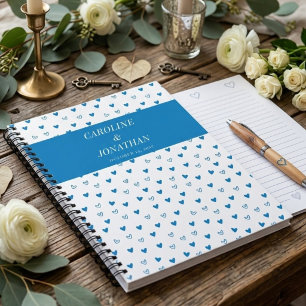 Bavarian Blue Hearts Personalised Wedding Guest Notebook