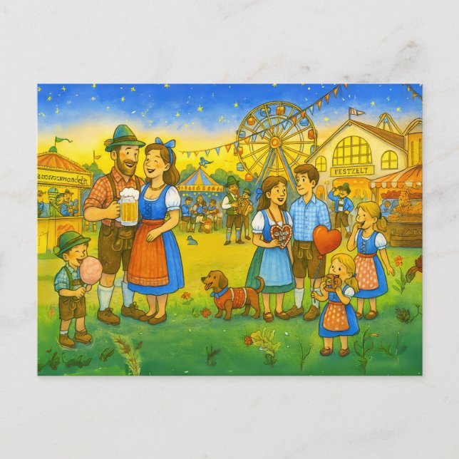 Bavarian culture Oktoberfest with Fair Holiday Postcard (Front)