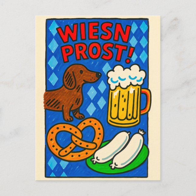 Bavarian Festivities with Dackel Holiday Postcard (Front)
